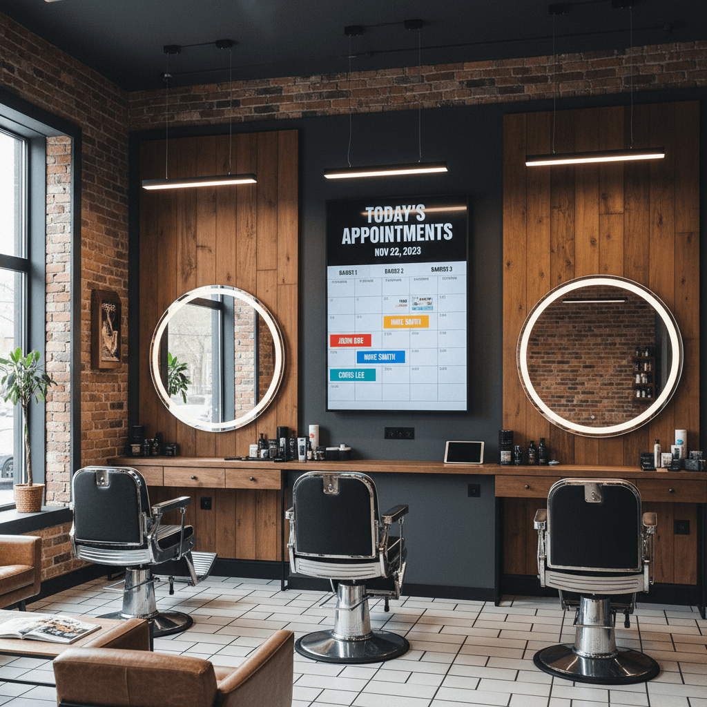 Barbershop with organized digital appointment system