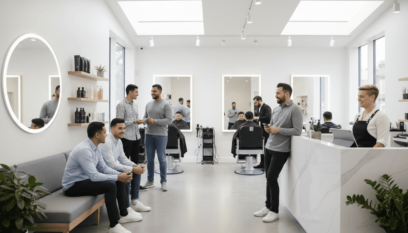 Barber reviewing daily appointments on tablet