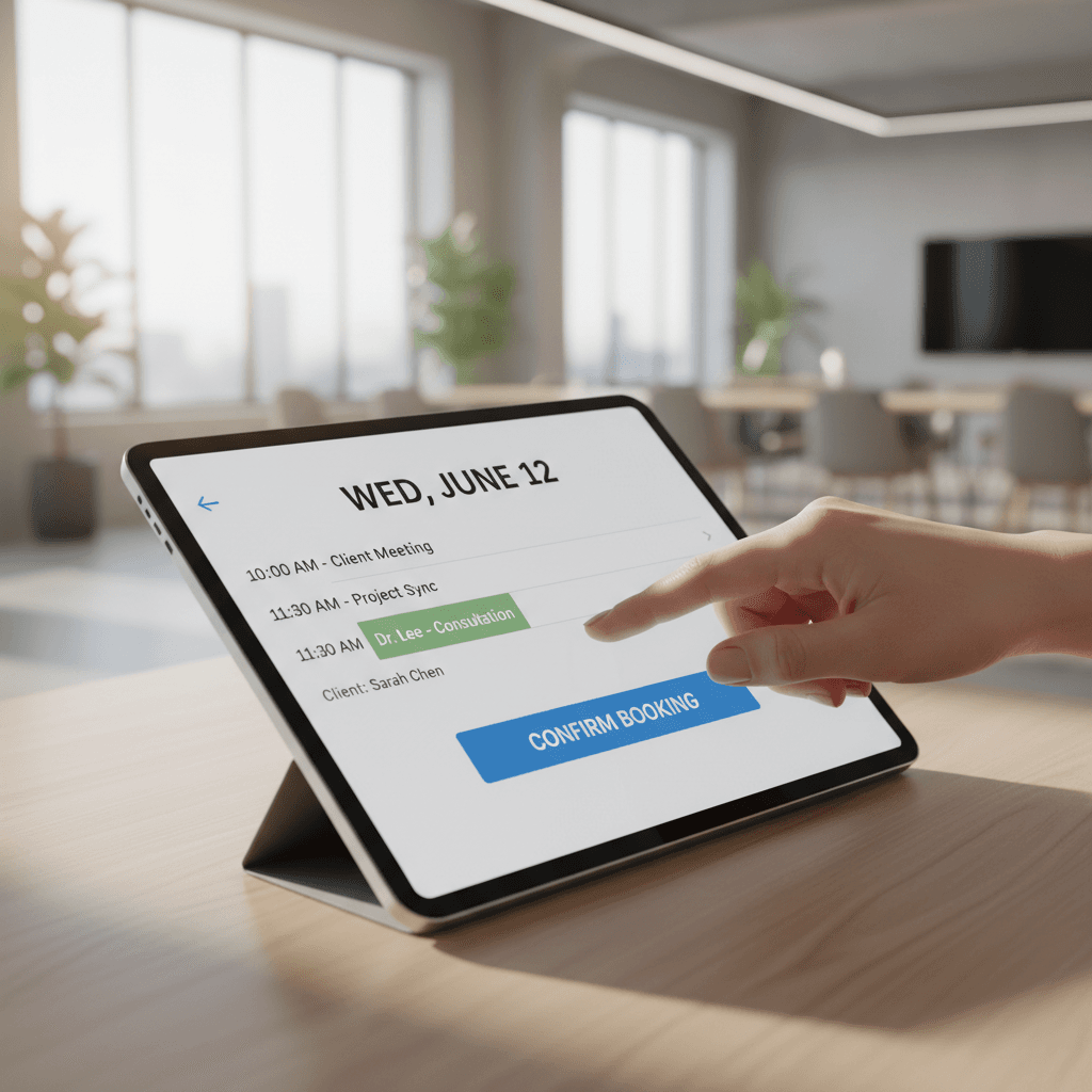 Digital appointment calendar with scheduled bookings